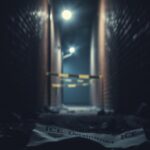 Flick International Dark alleyway illuminated by a flickering streetlight with a crumpled paper showing 'ICE Detainer'