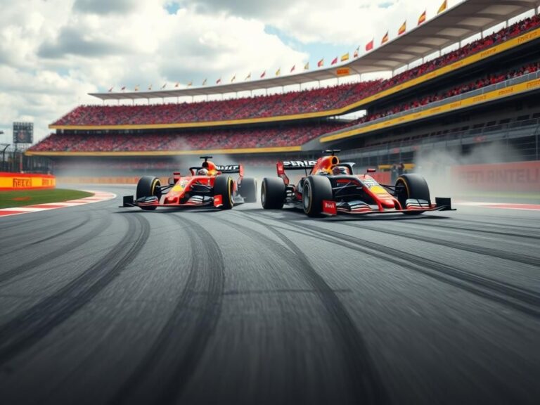 Flick International Dramatic scene of F1 cars nearly colliding at the Spanish Grand Prix