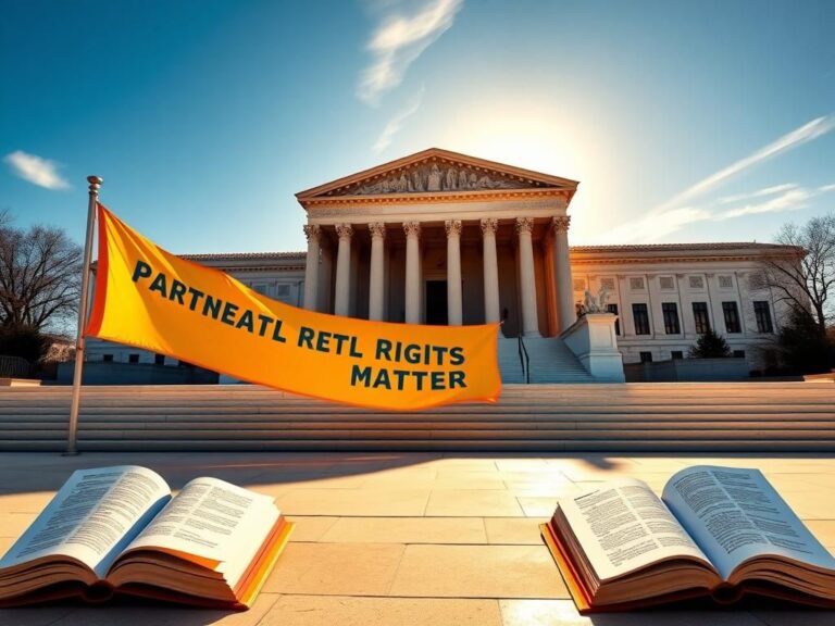 Flick International Wide shot of the Supreme Court building with a 'Parental Rights Matter' banner