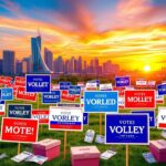 Flick International Colorful campaign signs in New Jersey's political landscape during gubernatorial primary election