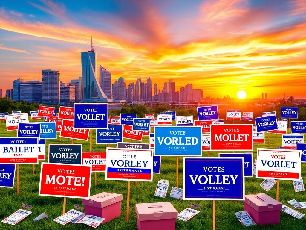 Flick International Colorful campaign signs in New Jersey's political landscape during gubernatorial primary election