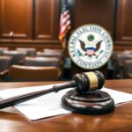 Flick International A gavel resting on a legal document in a federal courtroom