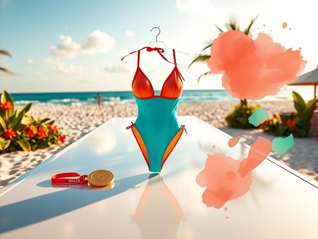 Flick International Olympian Ilona Maher showcasing vibrant swimwear on the runway in Miami Beach