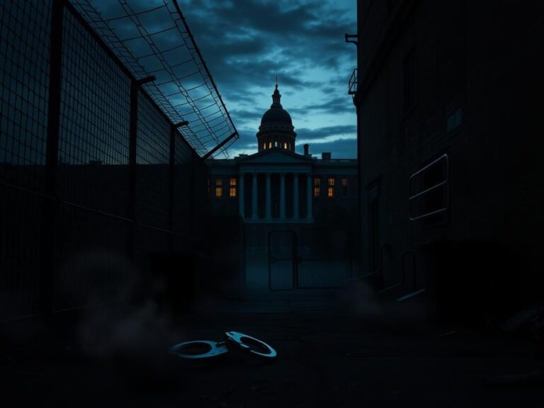Flick International A dark urban landscape with a barbed-wire fence symbolizing security and restriction