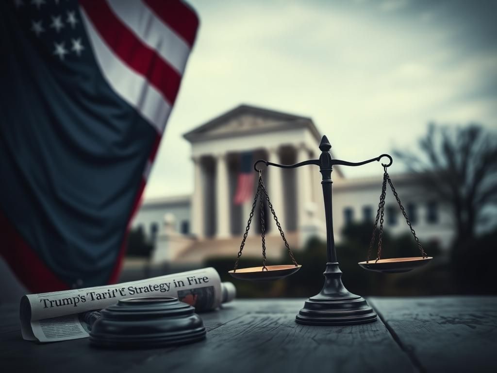 Flick International Close-up of an American flag waving in front of the U.S. Supreme Court with scales of justice