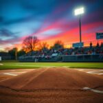 Flick International Transgender pitcher Marissa Rothenberger on the mound during a Minnesota softball game at dusk