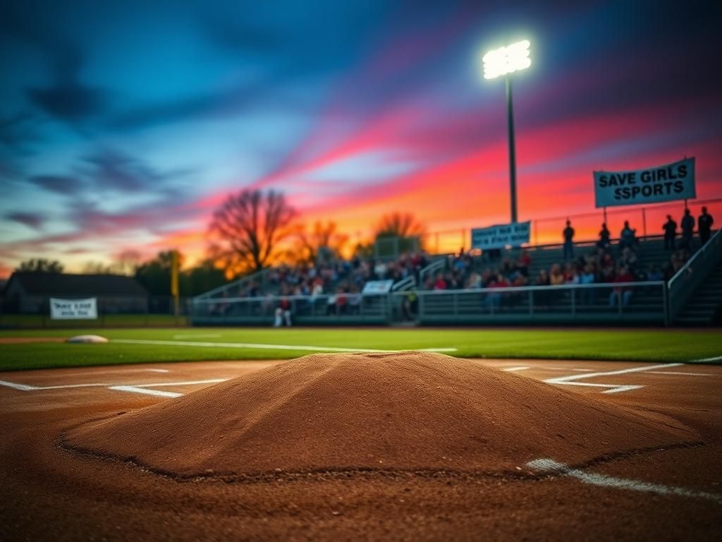 Flick International Transgender pitcher Marissa Rothenberger on the mound during a Minnesota softball game at dusk