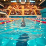 Flick International A vibrant scene from the 2025 U.S. Swimming Championships featuring a young swimmer breaking the 200-meter freestyle record.