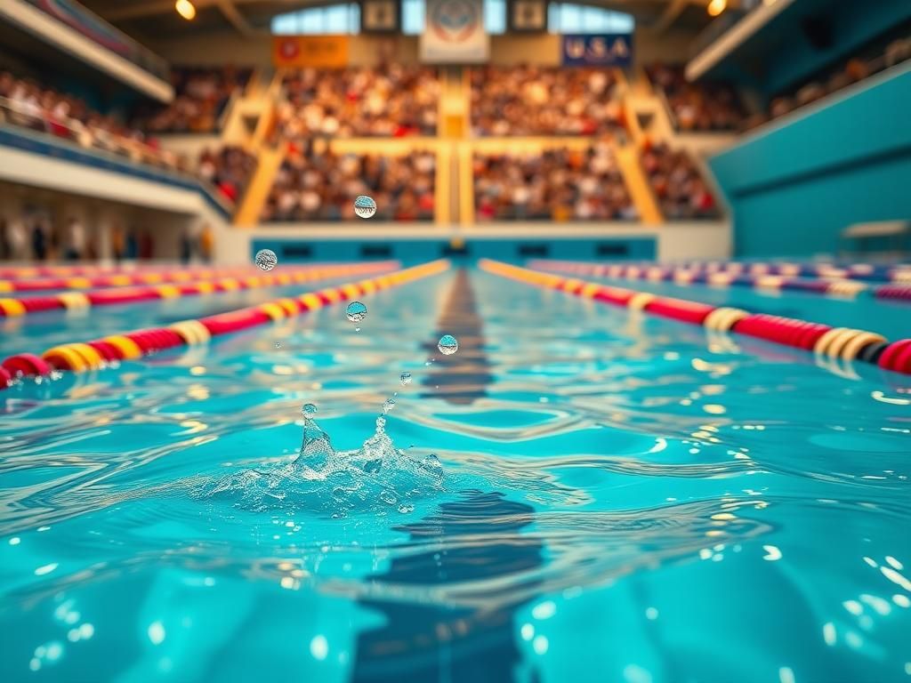 Flick International A vibrant scene from the 2025 U.S. Swimming Championships featuring a young swimmer breaking the 200-meter freestyle record.