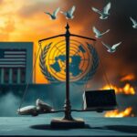 Flick International A dramatic scene of the divided United Nations building symbolizing differing views on the Gaza conflict