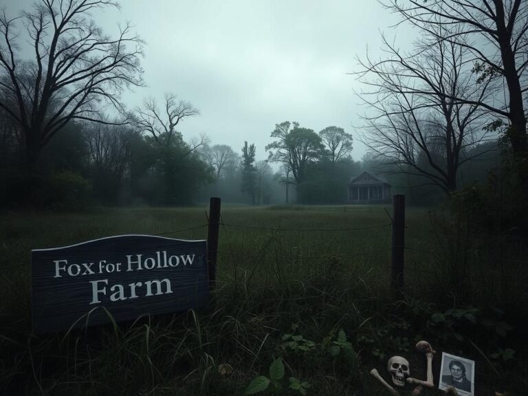 Flick International Eerie landscape of Fox Hollow Farm with overgrown property and vintage architecture