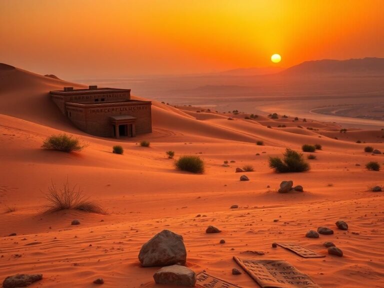 Flick International Dramatic silhouette of ancient Egyptian tombs at sunset