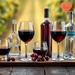 Flick International Elegant glassware displaying dry red wine and clear liquors on a rustic wooden table