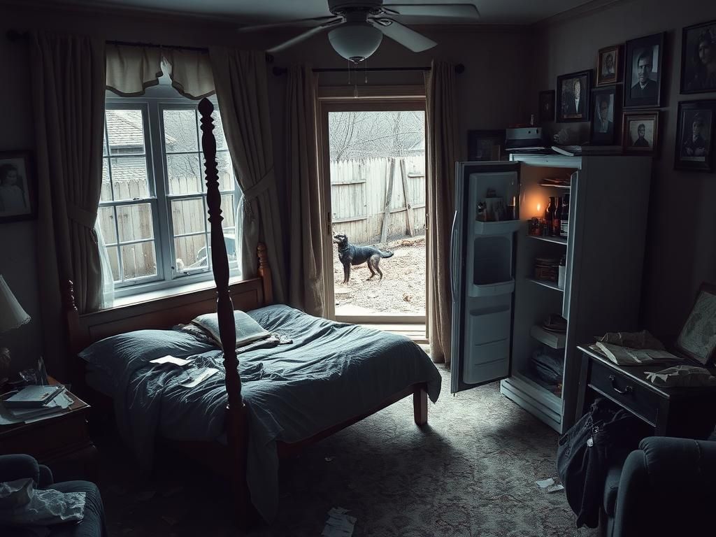 Flick International melancholic interior scene of a cluttered living room symbolizing complex family dynamics