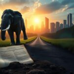 Flick International A large symbolic elephant representing the Republican party at a crossroads between prosperity and struggle