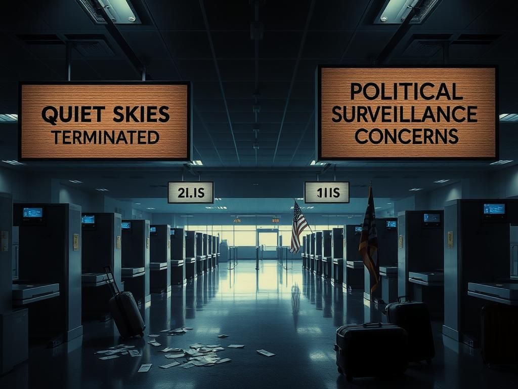 Flick International Stark airport security scene depicting empty checkpoints and abandoned terminal