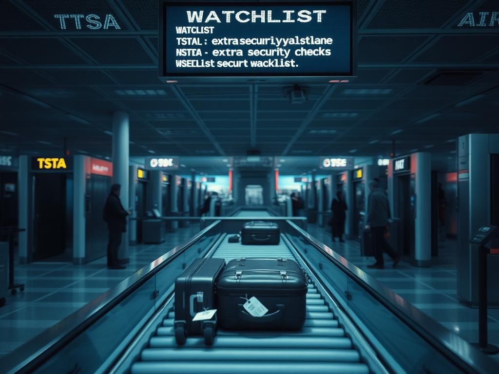 Flick International Busy airport security checkpoint highlighting scrutiny and tension