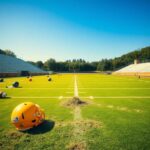 Flick International New York Giants practice field showing aftermath of heated scuffles