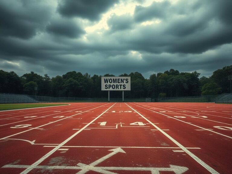 Flick International Empty running track symbolizing the debate over women's sports