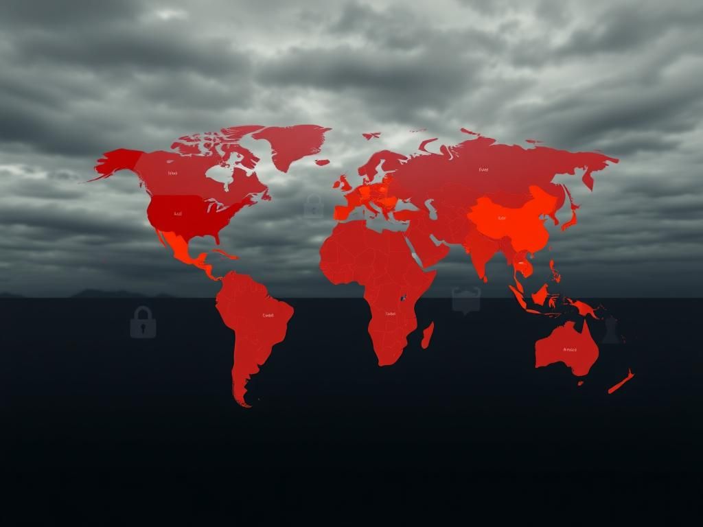 Flick International Stylized world map highlighting borders of 19 countries impacted by travel ban restrictions