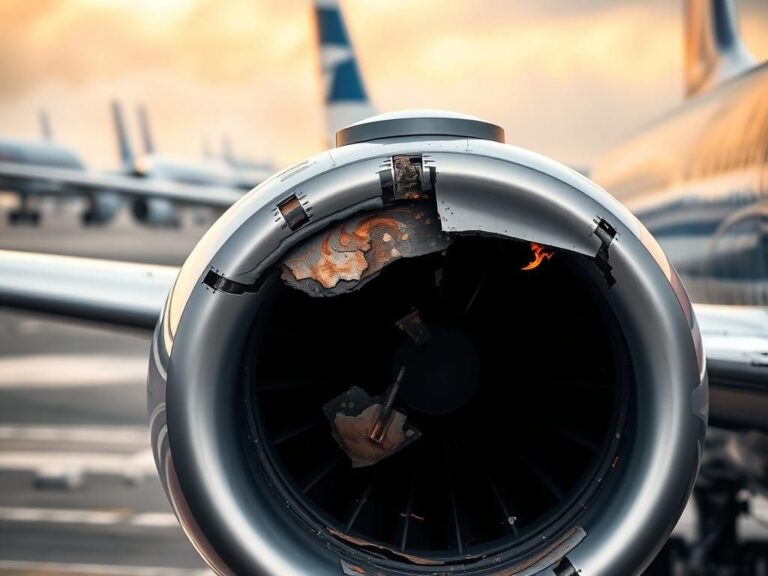 Flick International Close-up view of damaged engine showcasing charred parts and fuel leaks on American Airlines aircraft