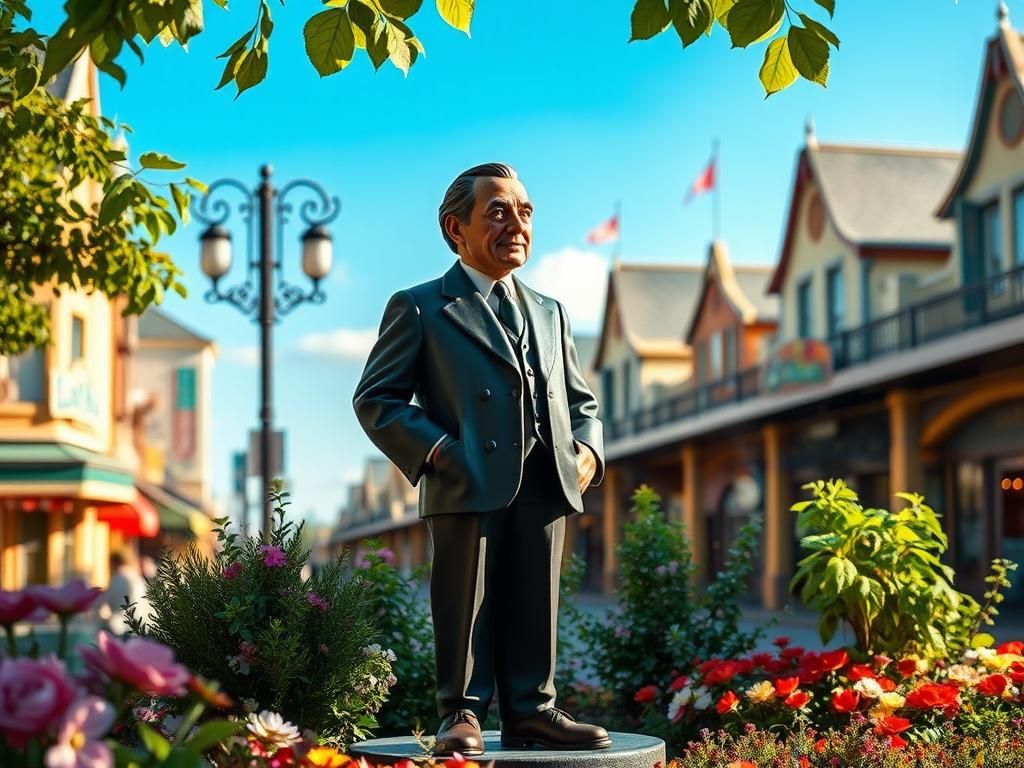 Flick International Lifelike animatronic of Walt Disney showcased in a theme park setting