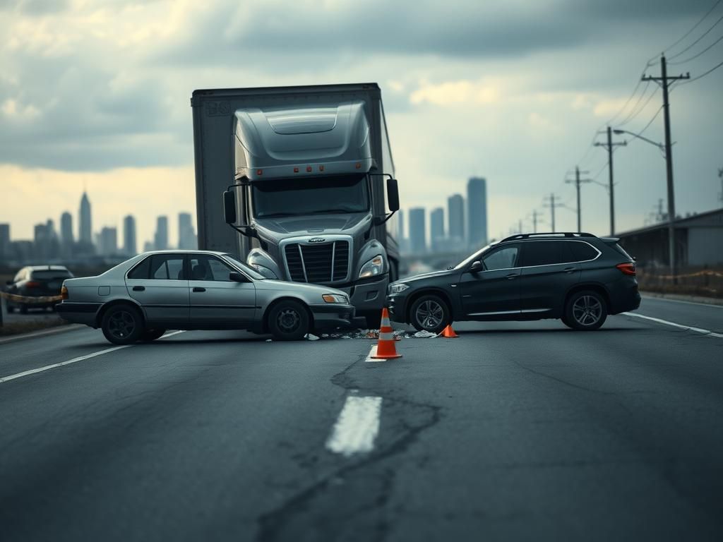 Flick International Aftermath of a staged car crash on a city road in New Orleans