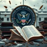 Flick International Conceptual image of a broken political seal representing party loyalty issues in American politics