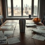 Flick International An empty kitchen table with a half-empty Yeti cup, symbolizing elite vs everyday concerns