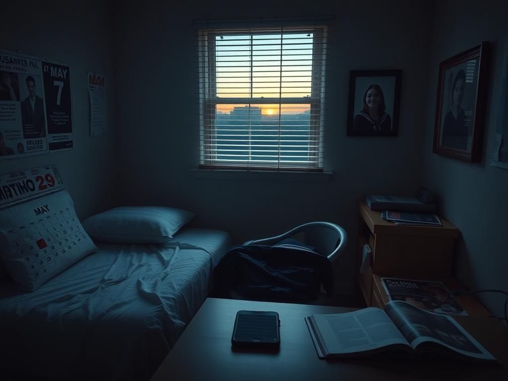 Flick International Dimly lit naval barracks room with an unmade bed and navy uniform