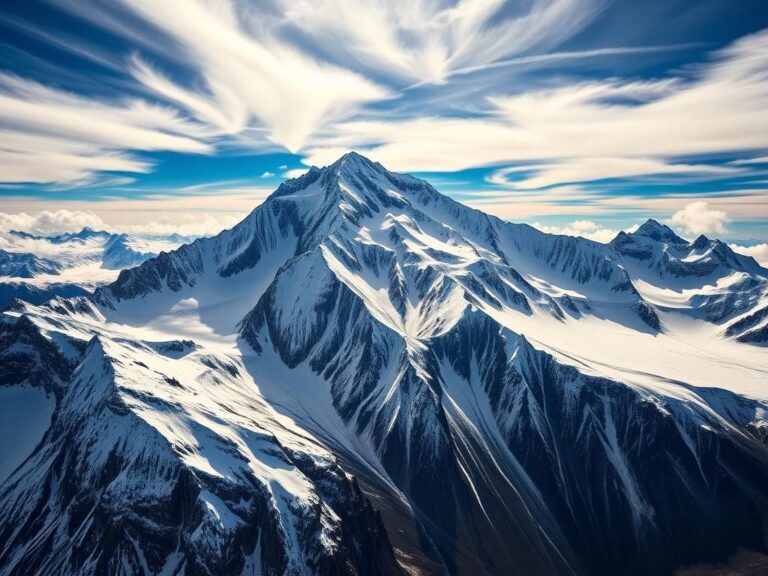 Flick International Aerial view of Mount McKinley showcasing rugged terrain and West Buttress route