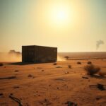 Flick International Stark landscape depicting a converted shipping container detention facility in South Sudan