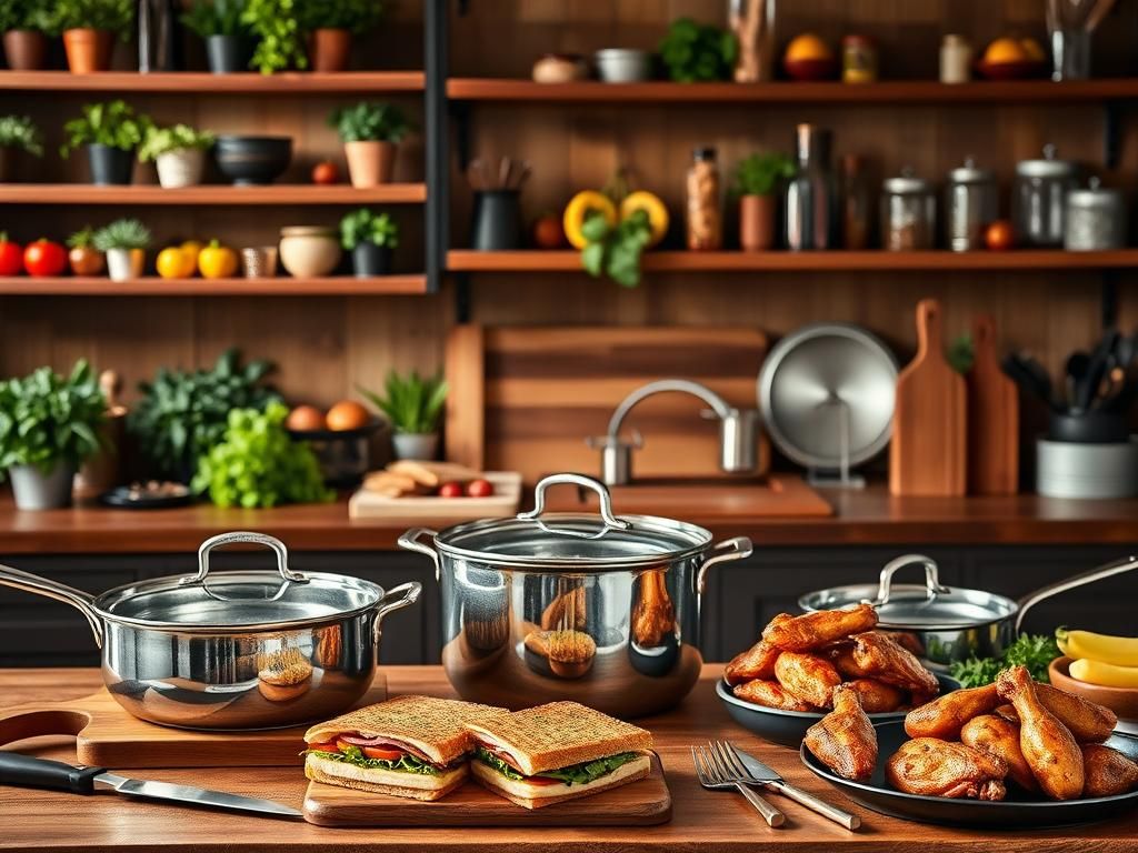 Flick International A beautifully arranged kitchen scene featuring HexClad cookware and fresh ingredients.