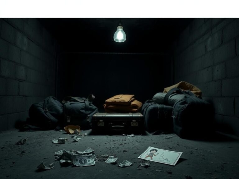 Flick International Dimly lit underground warehouse associated with human trafficking operations