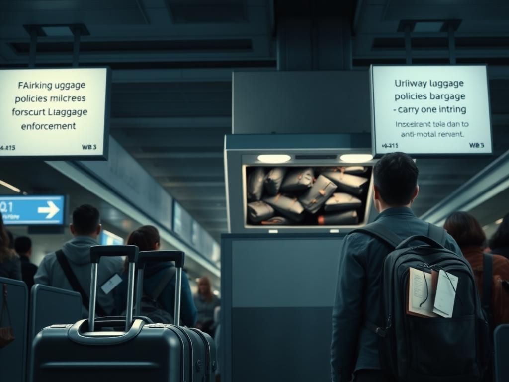 Flick International A passenger waiting at an airport gate with carry-on luggage in focus