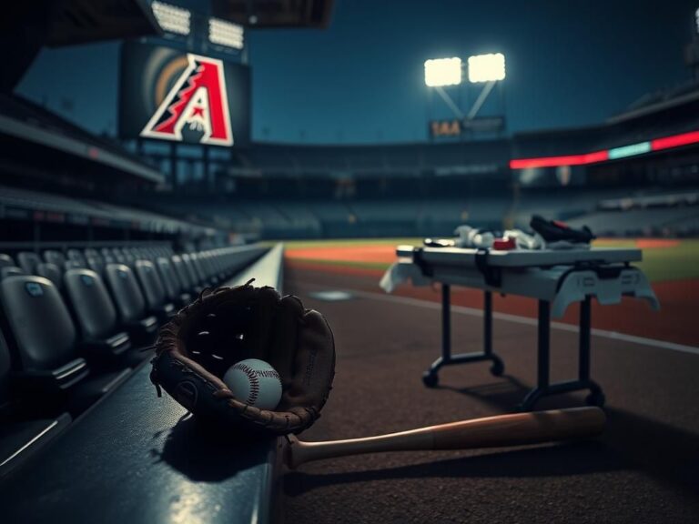 Flick International A baseball glove and ball on a dugout bench, representing Corbin Burnes' upcoming Tommy John surgery