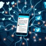 Flick International A dramatic digital representation of social media chaos, features a glowing smartphone surrounded by tangled threads symbolizing online arguments.