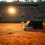 Flick International Close-up of clay court at Roland Garros with tennis shoe marks and worn bags