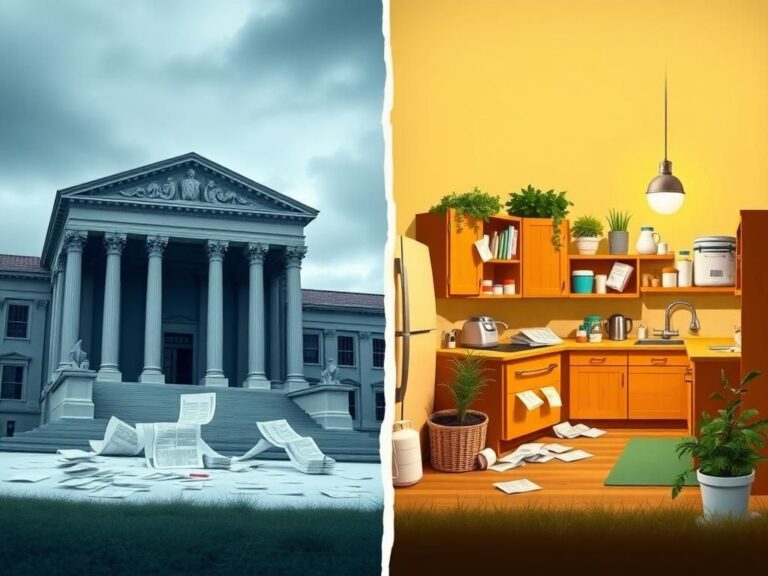 Flick International Split image illustrating the stark contrast between Republican and Democratic perspectives on Medicaid reform.