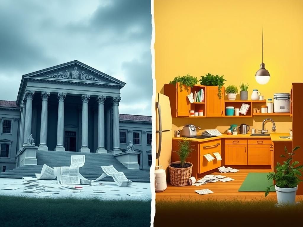 Flick International Split image illustrating the stark contrast between Republican and Democratic perspectives on Medicaid reform.