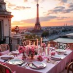 Flick International Elegant dinner setting in Paris with Eiffel Tower backdrop during Lauren Sánchez's bachelorette celebration