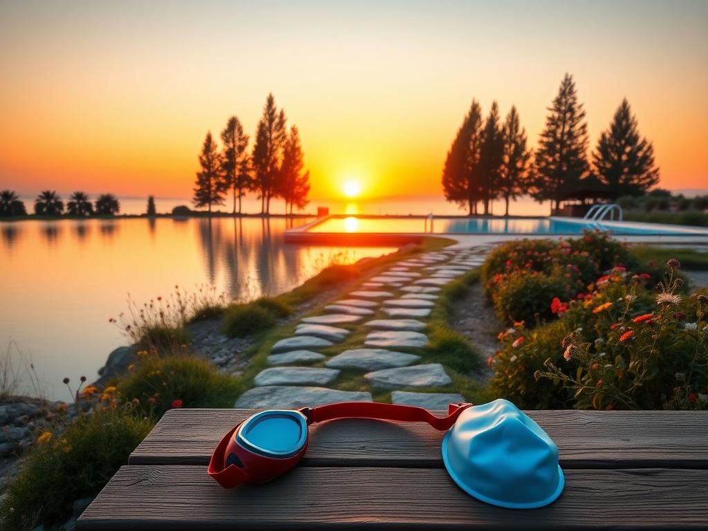 Flick International Sunrise over a tranquil swimming pool symbolizing hope and new beginnings