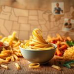 Flick International A visually striking composition of various pasta shapes on a rustic wooden table