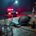 Flick International A police badge and crumpled notes depicting legal troubles