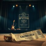 Flick International Empty concert stage with musical instruments symbolizing cancelled performances