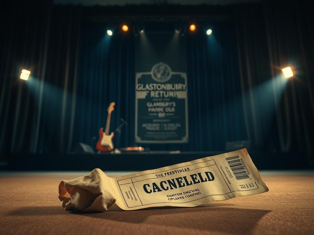 Flick International Empty concert stage with musical instruments symbolizing cancelled performances