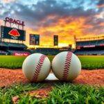 Flick International Close-up of home plate with two baseballs on the grass during Braves-Giants game
