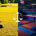 Flick International Split scene of a high school softball field and a competitive gymnastics arena highlighting the debate over transgender athletes in women's sports