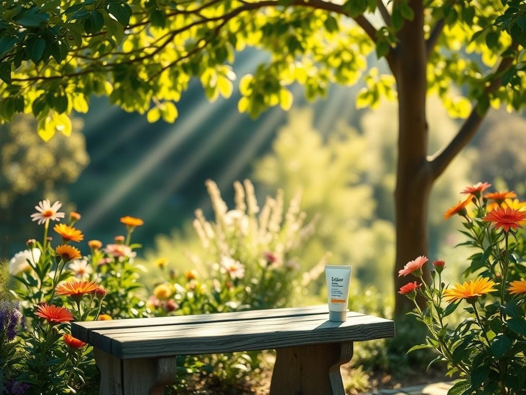 Flick International A serene garden scene with a weathered bench and vibrant flowers symbolizing the beauty of aging