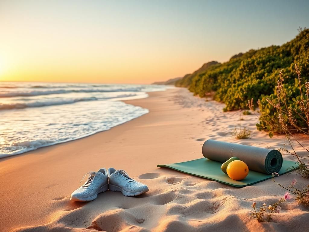 Flick International A serene beach landscape at sunrise representing aging gracefully